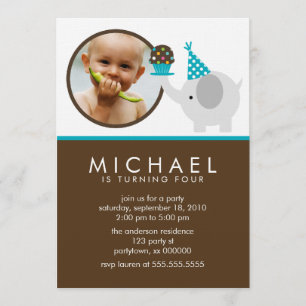 Invitaciones del cumpleaños del elefante y de la