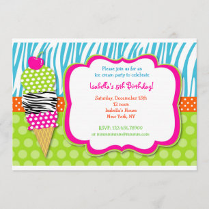 Invitaciones del cumpleaños del fiesta del helado