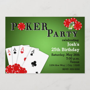 Invitaciones del cumpleaños del juego del casino