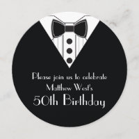 Invitaciones del cumpleaños del smoking del lazo