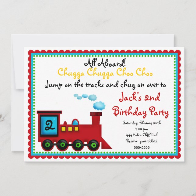 Invitaciones del cumpleaños del tren (Anverso)