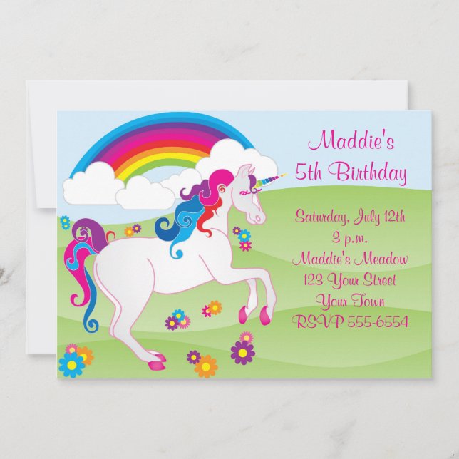 Invitaciones del cumpleaños del unicornio del arco (Anverso)