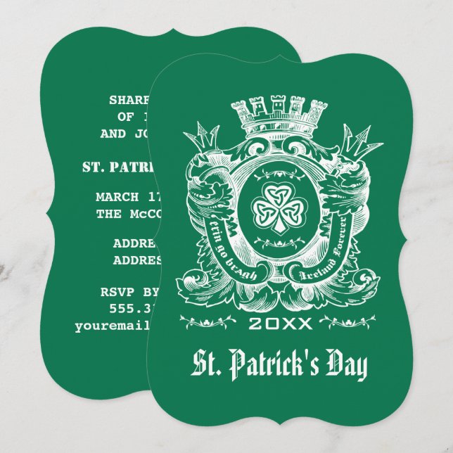 Invitaciones del Día de San Patricio por el Escudo (Anverso / Reverso)