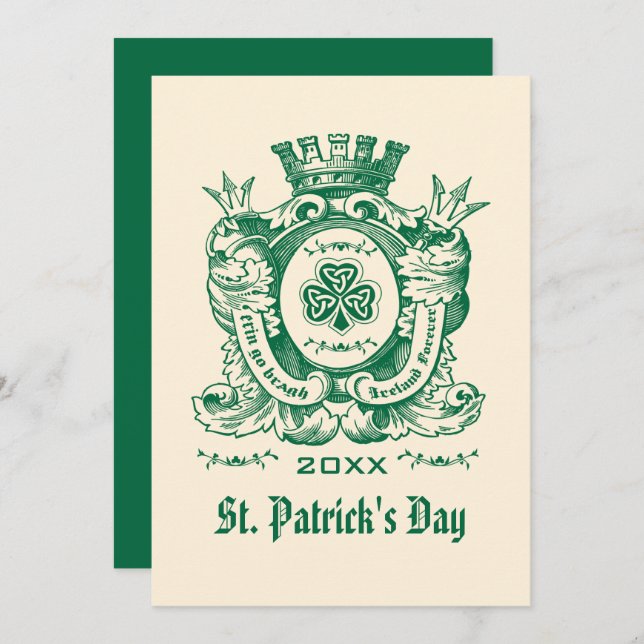 Invitaciones del Día de San Patricio por el Escudo (Anverso / Reverso)