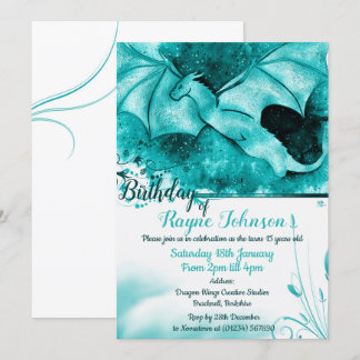 Invitaciones del dragón de color azul
