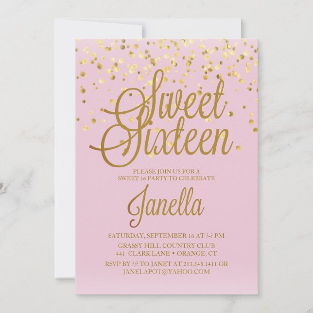 Invitaciones del dulce 16 (Anverso)
