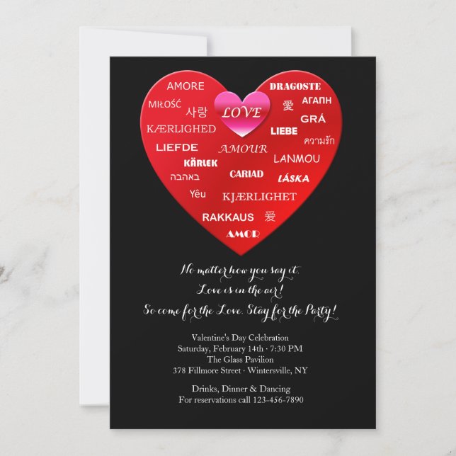 Invitaciones del El día de San Valentín Internacio (Anverso)