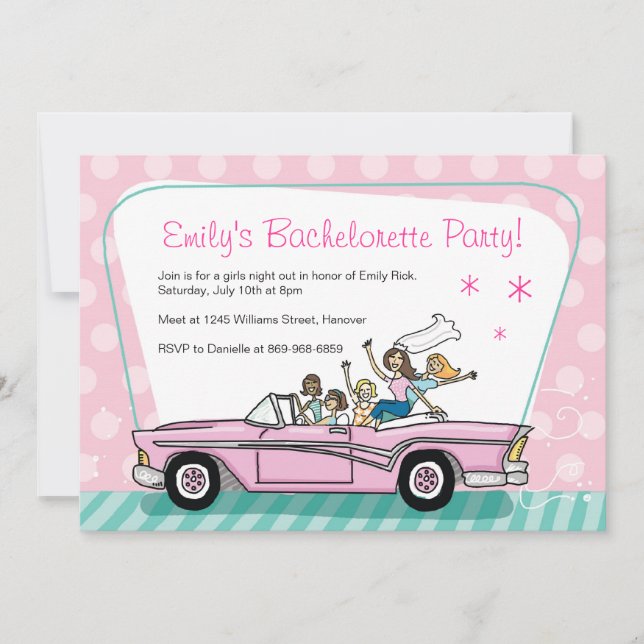 Invitaciones del fiesta de Bachelorette con (Anverso)