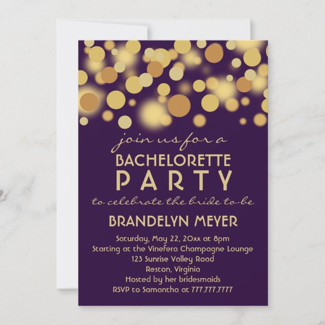 Invitaciones del fiesta de Bachelorette de las (Anverso)