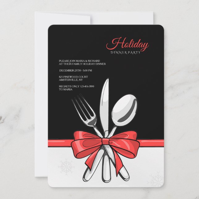Invitaciones del fiesta de cena del día de fiesta (Anverso)