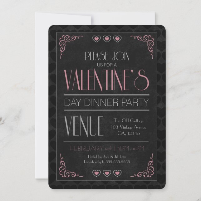 Invitaciones del fiesta de cena del el día de San (Anverso)