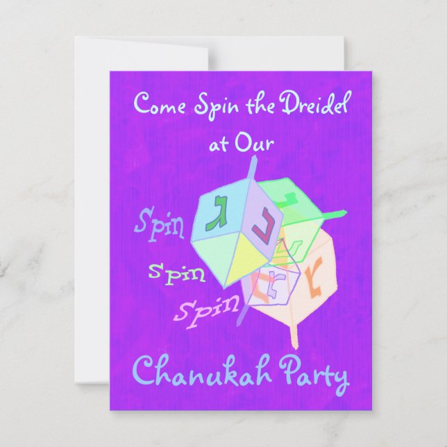 Invitaciones del fiesta de Dreidel Chanukah de la (Anverso)