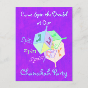 Invitaciones del fiesta de Dreidel Chanukah de la