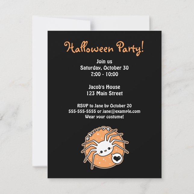 Invitaciones del fiesta de Halloween de la araña (Reverso)