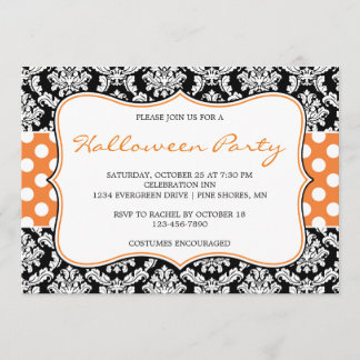 Invitaciones del fiesta de Halloween del damasco