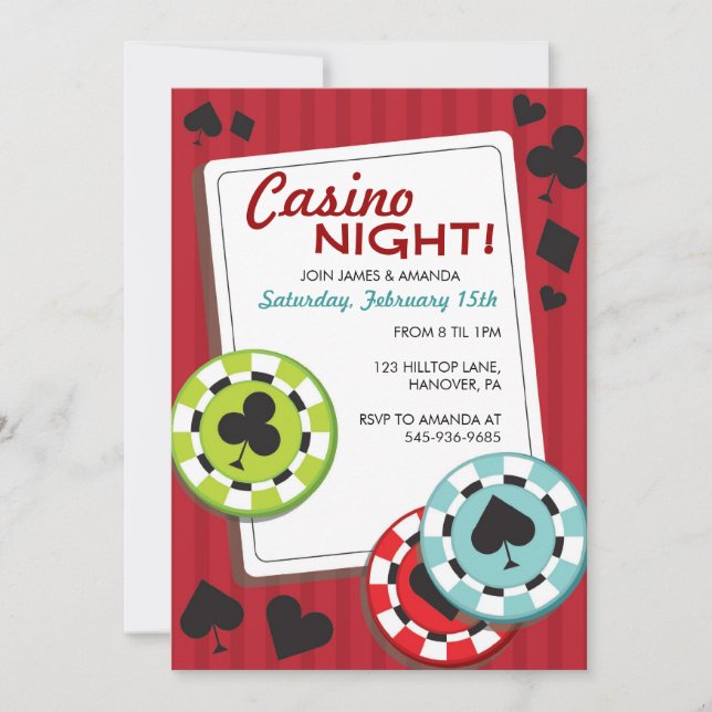 Invitaciones del fiesta de la noche del casino (Anverso)