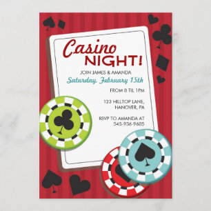 Invitaciones del fiesta de la noche del casino