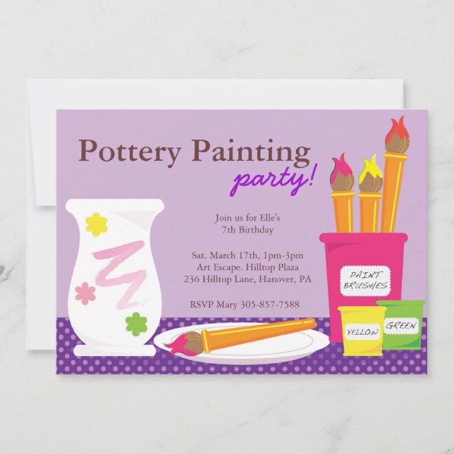 Invitaciones del fiesta de la pintura de la (Anverso)
