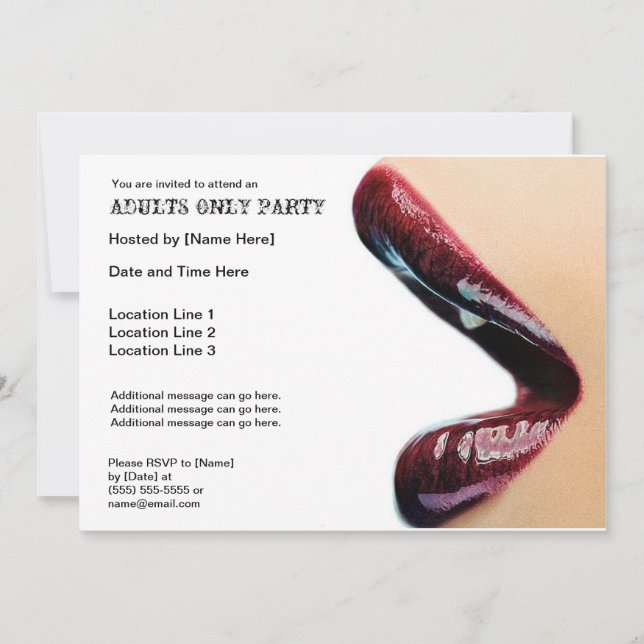 Invitaciones del fiesta de los adultos solamente (Anverso)