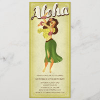 Invitaciones del fiesta de Luau del chica de Hula