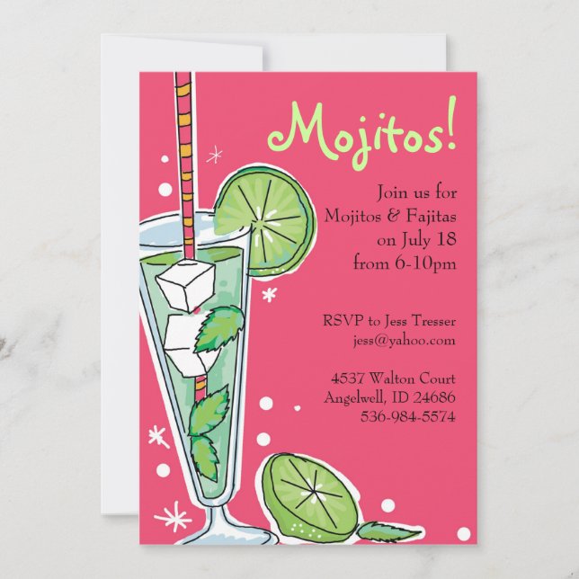 Invitaciones del fiesta de Mojito (Anverso)