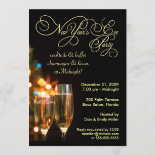Invitaciones del fiesta de Noche Vieja - 5 x 7