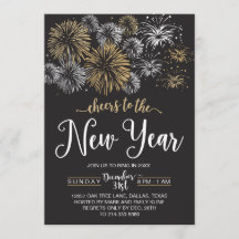 Invitaciones del fiesta de Noche Vieja del negro y