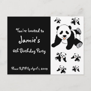 Invitaciones del fiesta de panda de los niños