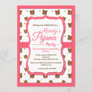 Invitaciones del fiesta de pijama