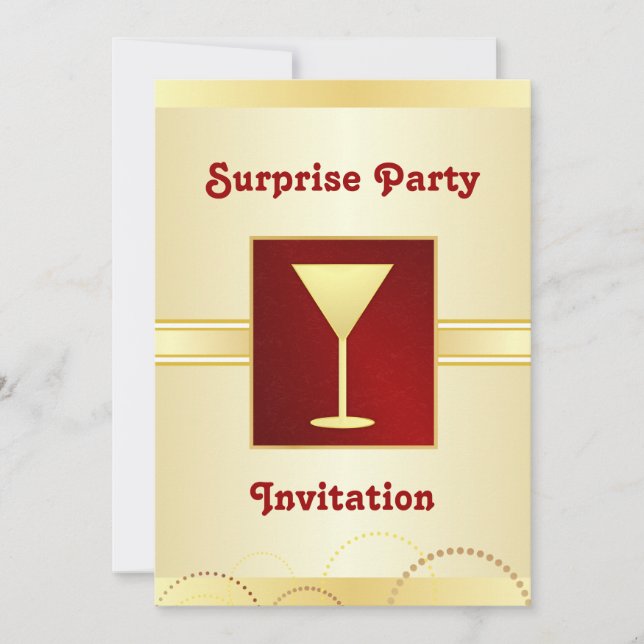 Invitaciones del fiesta de sorpresa - Champán (Anverso)