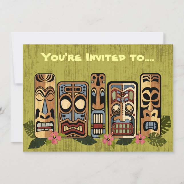 Invitaciones del fiesta de Tiki (Anverso)