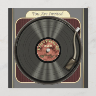 Invitaciones del fiesta del disco de vinilo del