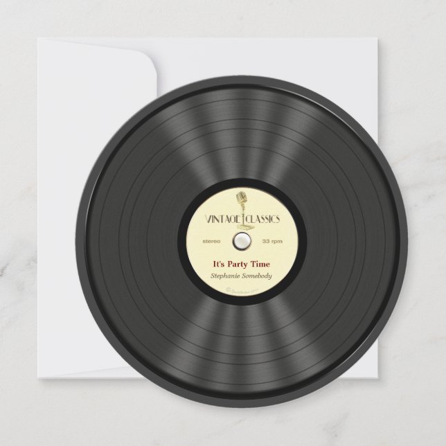 Invitaciones del fiesta del disco de vinilo del (Anverso)