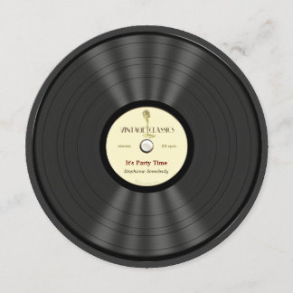 Invitaciones del fiesta del disco de vinilo del