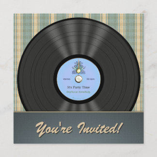 Invitaciones del fiesta del disco de vinilo del