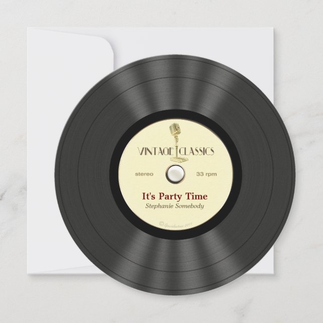 Invitaciones del fiesta del disco de vinilo del (Anverso)