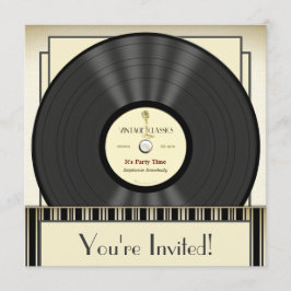 Invitaciones del fiesta del disco de vinilo del