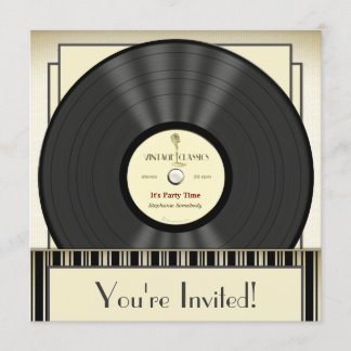 Invitaciones del fiesta del disco de vinilo del