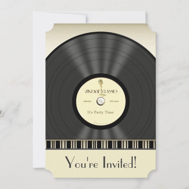 Invitaciones del fiesta del disco de vinilo del (Anverso)