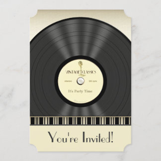 Invitaciones del fiesta del disco de vinilo del