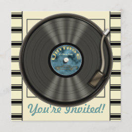Invitaciones del fiesta del disco de vinilo del