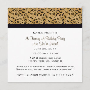 Invitaciones del fiesta del estampado leopardo