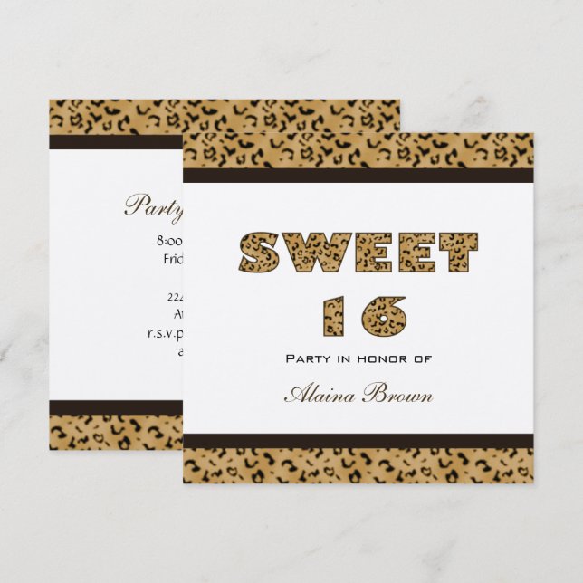 Invitaciones del fiesta del estampado leopardo (Anverso / Reverso)