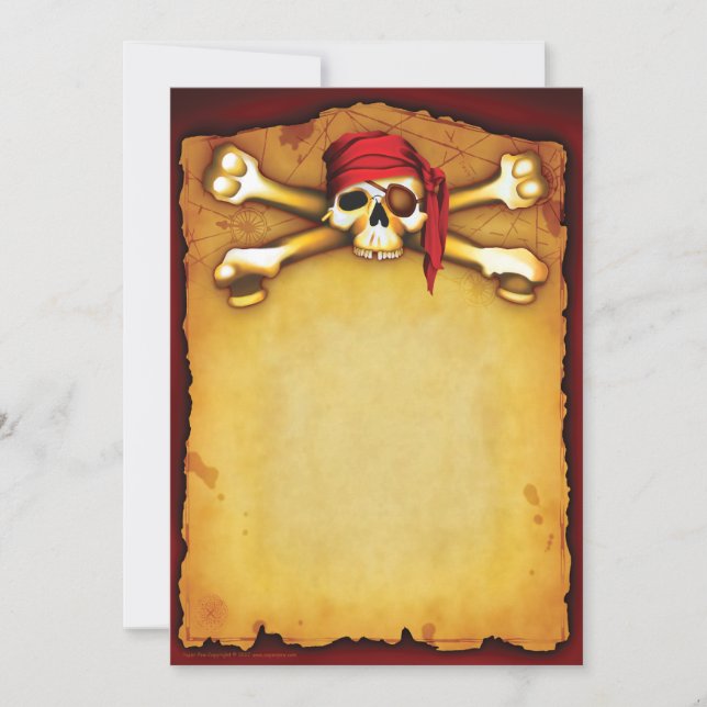 Invitaciones del fiesta del pirata (Anverso)