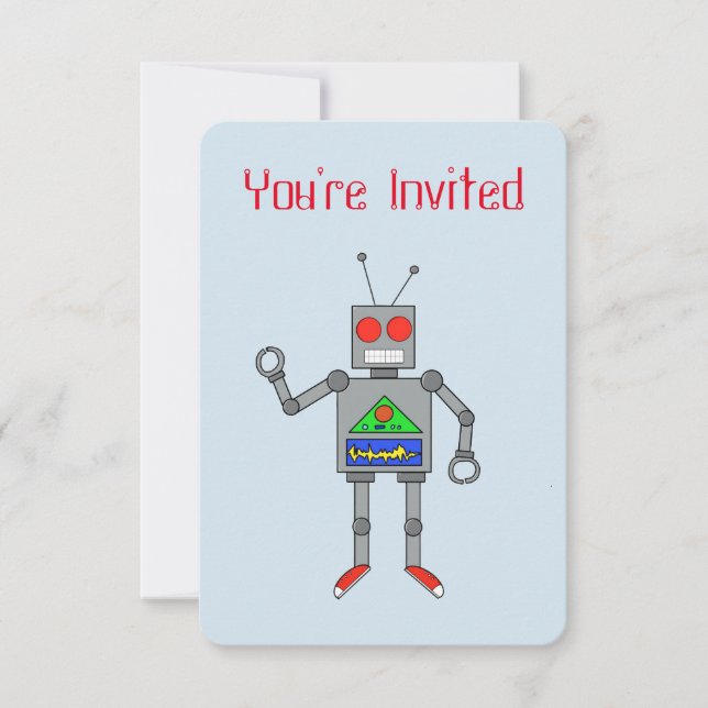 Invitaciones del fiesta del robot de los zapatos (Anverso)