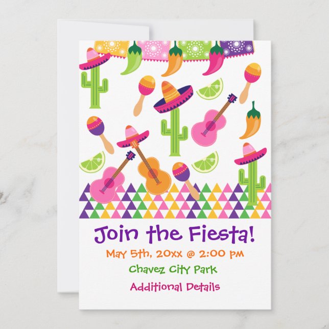 Invitaciones del Fiesta mexicano de Fiesta Sombrer (Anverso)