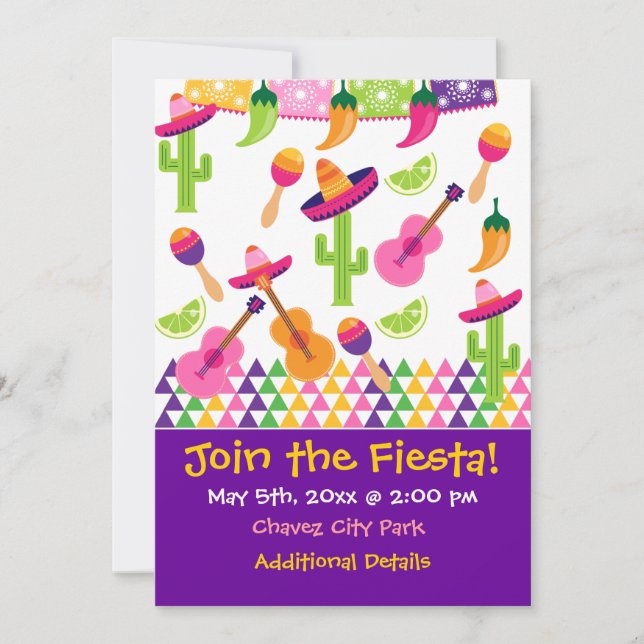 Invitaciones del Fiesta mexicano de Fiesta Sombrer (Anverso)