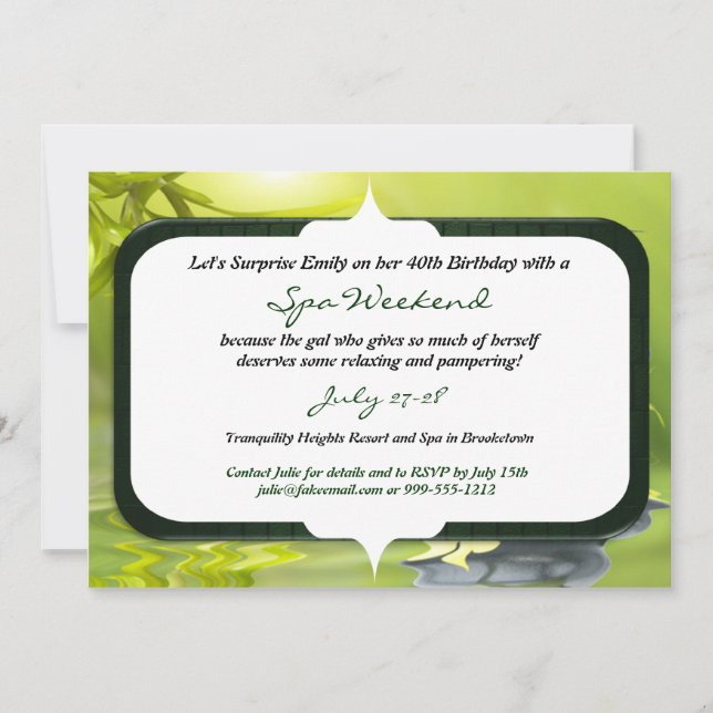 Invitaciones del fin de semana del balneario del (Anverso)