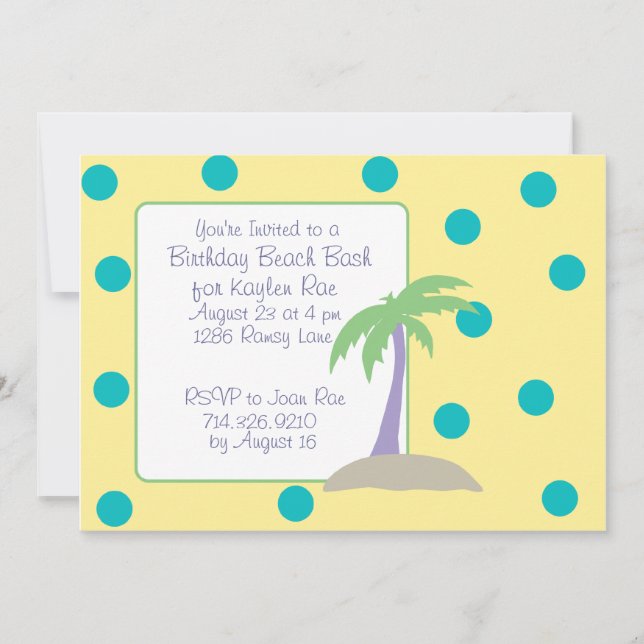 Invitaciones del golpe de la playa del cumpleaños (Anverso)