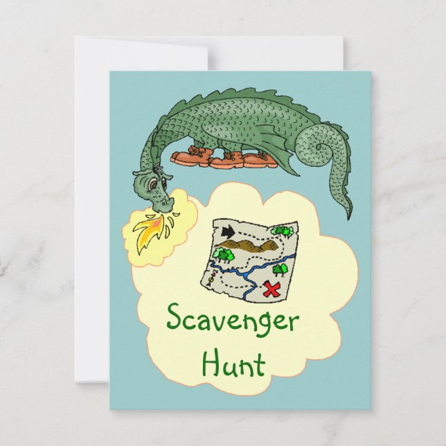 Invitaciones del mapa del dragón y de la búsqueda (Anverso)